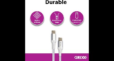 Grixx Cable USB-C to USB-C Braided 1 m White