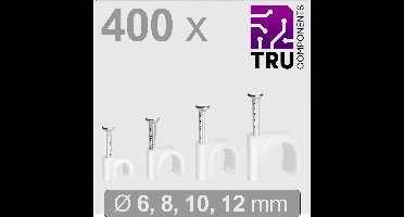 TRU COMPONENTS T24CA127 Spijkerclip TC-13448460 Bundel-Ø (bereik) 3 tot 12 mm Wit 400 stuk(s)