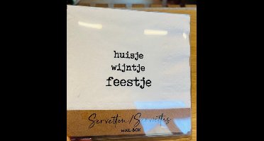 Aperitiefservetten Huisje wijntje feestje. 2 pakjes van 15 stuks