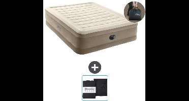 Intex Luchtbed - 2-Persoons - 152 x 203 x 46 cm - Beige - Inclusief pomp en Hoeslaken