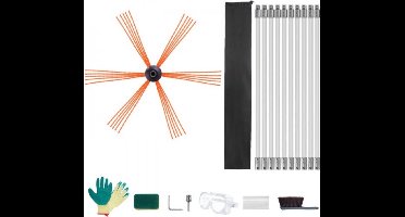 Schoorsteenveegset - 10m - Schoorsteenveger - Kachelpijpborstel - Schoorsteenreiniger - Schoorsteenborstel - Roetbezem & Openhaardborstel borstel - Met 10 stangen