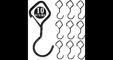 10 Stuks Zwart Metaal S Haken met Veiligheidssluiting - 10cm Lengte - Ophanghaken - Haakjes voor Keuken, Badkamer & Tuin - Kledinghangers - Jashaak Hangers - Handdoekhaakjes - Keukengerei Organizer Haak - Kapstok S-haken - Vleeshaken - Muurhaak