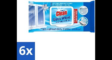 At Home - Clean - Glas Reinigingsdoekjes - Reinigt Streepvrij - 40 Doekjes - Voordeelverpakking - 6 stuks