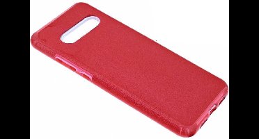 Ntech Hoesje Geschikt Voor Samsung Galaxy S10 Rood Glitter TPU Back Cover Hoesje