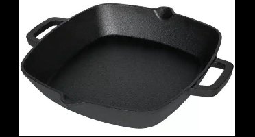 Mustang Gietijzeren Pan Vierkant | Twee Schenktuiten | 26x26cm