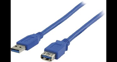 USB naar USB verlengkabel - USB3.0 - tot 0,9A / blauw - 0,30 meter