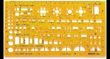 Aristo architecten combisjabloon - schaal 1:100 - met inktnoppen - oranje transparant - AR-5061