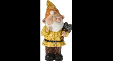 Pro Garden Tuinkabouter beeld Bobby Yellow - Polystone - met gereedschap - 31 cm