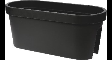 Pro Garden Balkon plantenpot/bloempot - antraciet - 60 x 25 cm - ovaal - kunststof - Reling/schutting/hangende bloempotten