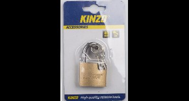 kinzo Hangslot 40mm - messing - inclusief 3 sleutels - stalen beugel