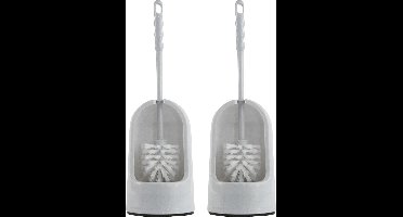 Betra Toiletborstel in houder - 2x - grijs - kunststof - 14x40 cm