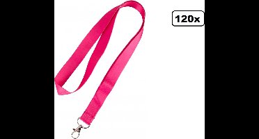 120x Keycord pink - Thema feest festival uitdeel koord party pride roze pink
