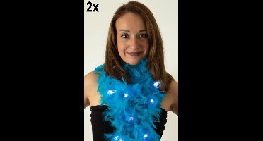 2x Boa turquoise met licht 180 cm. 50 gr.