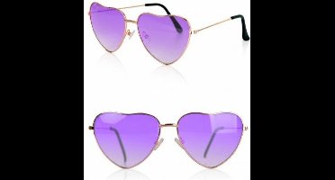 Hartjes Bril - Paars - One Size - Unisex - Volwassen Maat - Een Stuk