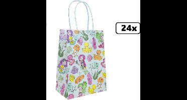 24x Koordtas Zee dieren 16cmx9cmx22cm - goodiebag|papieren|draagtas|tas|koord|festival|kado|themafeest|party|geschenken