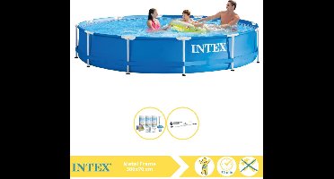 Intex Metal Frame Zwembad - Opzetzwembad - 366x76 cm - Inclusief Onderhoudspakket en Stofzuiger