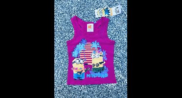 Minions Shirt - Mouwloos - Fuchsia - Maat 98/104