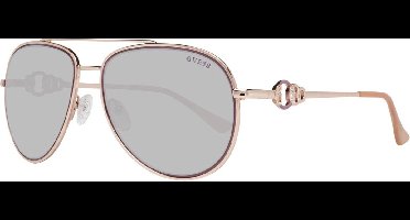 Guess - GF0344 - Zonnebril - Unisex - Zilverkleurig - Bruine lens