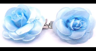 2 roosjes klein met duckklem lichtblauw