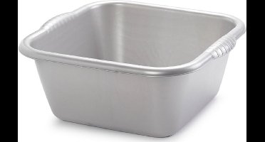 Plasticforte teiltje/afwasbak - vierkant - kunststof - 15 liter - 41 x 39 x 16 cm - zilvergrijs - Schoonmaken