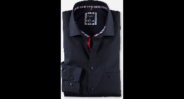 OLYMP Luxor modern fit overhemd - donkerblauw poplin (contrast) - Strijkvrij - Boordmaat: 42