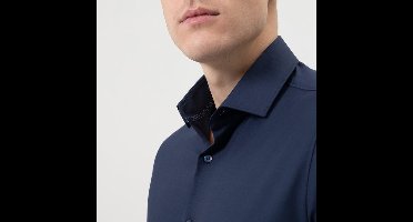 OLYMP 24/7 Level 5 body fit overhemd - twill - marine blauw (contrast) - Strijkvriendelijk - Boordmaat: 44