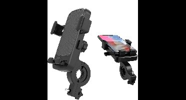 Universeel Telefoonhouder fiets | Fietshouder telefoon | Fiets Houder voor Telefoon en Smartphone | Klik- en zijspan klemsysteem | 360 graden roteren - Zwart LB505