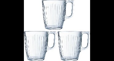 Luminarc Theeglazen Leeds - 18x - transparant bewerkt glas - 8 x 11 cm - 320 ml