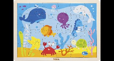 VIGA Houten Legpuzzels, zeedieren, afm 30x22,5 cm, 24 delen, 1 stuk