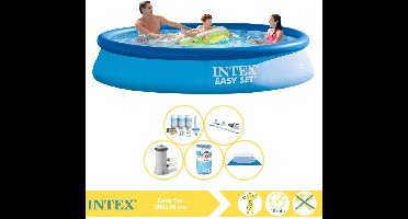 Intex Easy Set Zwembad - Opblaaszwembad - 366x76 cm - Inclusief Onderhoudspakket, Zwembadpomp, Filter, Grondzeil en Stofzuiger