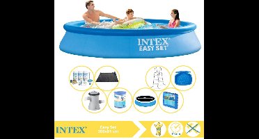 Intex Easy Set Zwembad - Opblaaszwembad - 305x61 cm - Inclusief Solarzeil Pro, Onderhoudspakket, Filter, Solar Mat, Trap, Voetenbad en Zwembadtegels