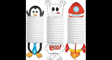 Folat - Knutsellampion Pinguin/Spook/Raket - 16 cm - Lampion sint maarten - lampionnen - Sint maarten optocht - lampionnen papier - Lampion Halloween