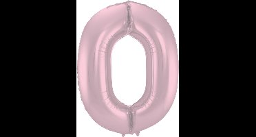 Folat - Folieballon Cijfer 0 Pastel Roze Metallic Mat - 86 cm