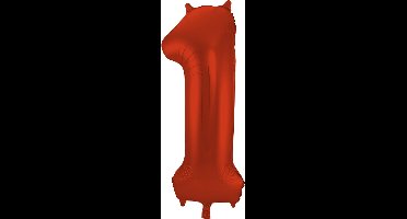 Folat - Folieballon Cijfer 1 Rood Metallic Mat - 86 cm
