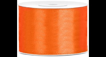 PartyDeco - Satijn lint Oranje 50mm/rol 25m - WK voetbal 2026 - WK voetbal versiering - WK voetbal outfit - Nederland WK