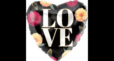 Folat - Folieballon Love hart met bloemen - Valentijnsdag versiering - Valentijnsdag cadeau - valentijnsdag