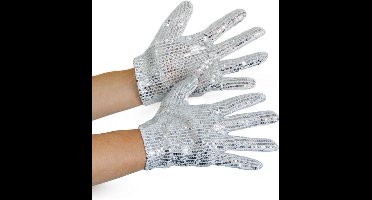 Folat - Popster Handschoenen Zilver paillet