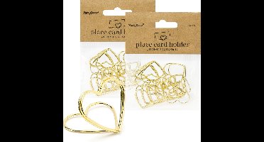 PartyDeco naamkaart/plaatskaart houders - hartje - Bruiloft - 50x - goud - 2,5 cm