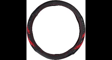 All Ride Stuurhoes Auto 38CM - Geschikt voor Stuurwielen 37-39CM - Comfortabele Grip - Anti-Slip - Auto Decoratie - Kunstleer - Zwart/Rood