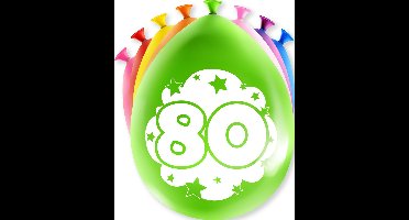 Ballonnen Happy Party 80 jaar (8 stuks)