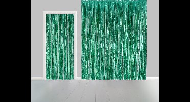 Folie gordijn metallic 2,4 meter x 1 meter groen - festival themafeest huwelijk gala disco glitter and glamour wanddeco