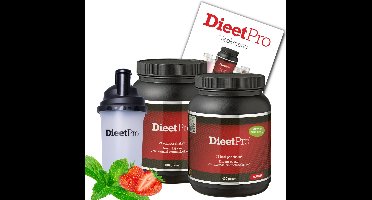 2 potten DieetPro Aardbei STEVIA plus Gratis Shaker