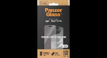 PanzerGlass Screenprotector geschikt voor Apple iPhone 15 Pro Glazen | PanzerGlass Classic Fit Screenprotector - Case Friendly