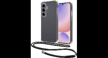 Hoesje - Geschikt voor Samsung Galaxy S24 FE - Met Koord - Shock Proof - Siliconen Case - Back Cover - Telefoonkoord - Telefoon Hoes Shockproof - Telefoonketting - Transparant