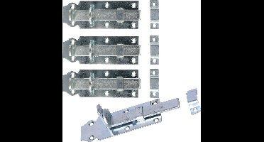 Deltafix schuifslot/hangslotschuif - 4x - 12 x 4.5cm - verzinkt staal - deur - schutting - hek