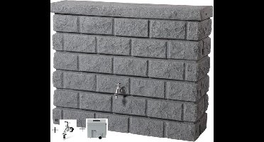 Graf regenton Rocky 400 L-granietgrijs-met kraantje-met vulautomaat voor rechthoekige regenpijp