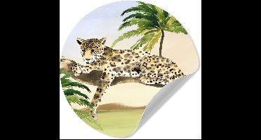 WallCircle® - Behangcirkel 30x30 cm - Muurstickers Panter - Safari - Waterverf - Muurcirkel - Kinderkamer accessoires - Decoratie babykamer - Wandcirkel zelfklevend