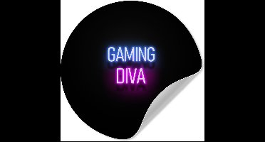 WallCircle® - Behangcirkel 30x30 cm - Muurstickers Gaming - Quotes - Neon - Gaming diva - Vrouwen - Muurcirkel gaming room - Game kamer decoratie - Gameroom accessoires zelfklevend