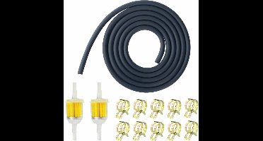 2x Benzinefilter 10 cm - Brandstoffilter Inline Met 5 mm En 8 mm - Universeel - Filter - Transparant - Met 2 Meter Benzineslang En 10 Stuks Slangklemmen - Brandstofslang - Scooter - Motorfiets - Auto - 13-Delige Set