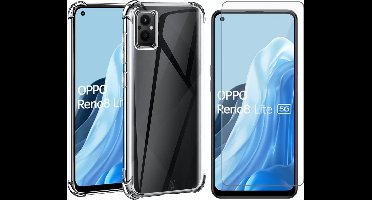 Hoesje geschikt voor Oppo Reno 8 Lite / 7 Lite - Screenprotector Glas - Shockproof Transparant